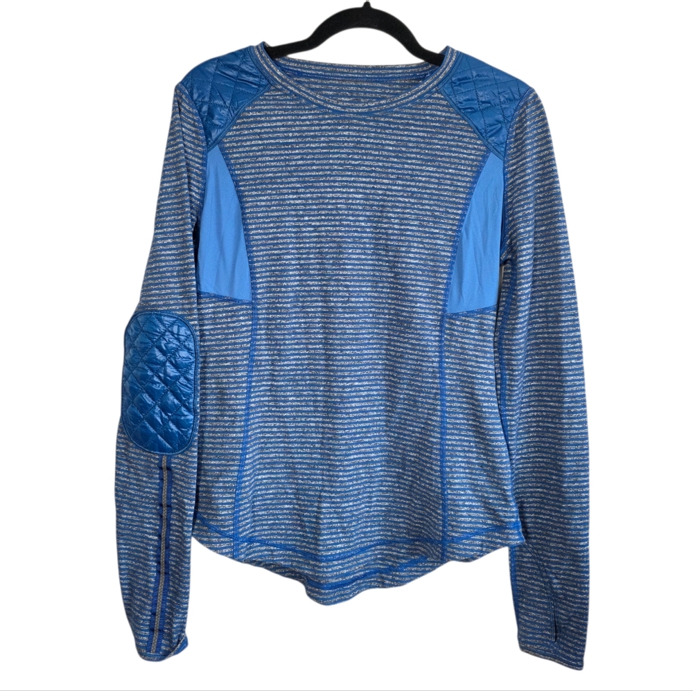 Lululemon Run: Ice Queen Long Sleeve Slope Stripe Limitless Blue 8 - Picture 3 of 9